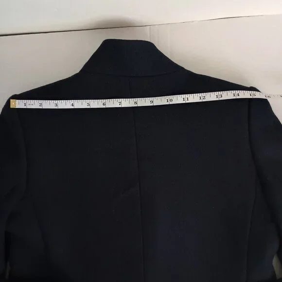 Mango Wool Blend Double Breasted Mid-Thigh Suit Coat Navy Blue Women’s XXS EUC - Picture 10 of 16